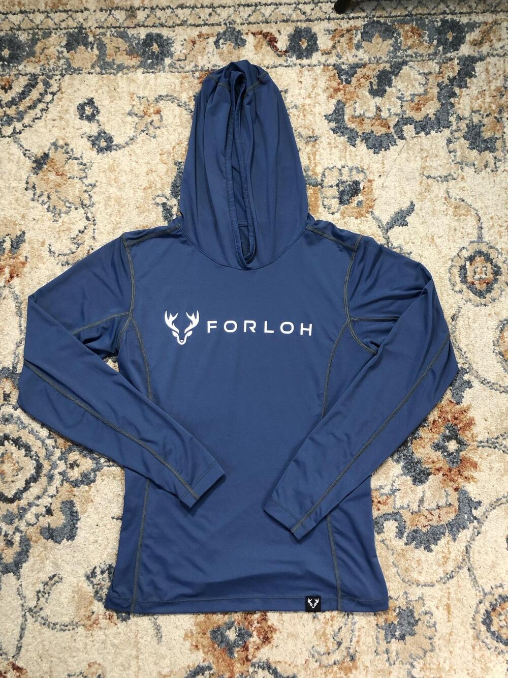 Forloh Hoodie Womens Small Blue Lightweight Logo Hunting Hiking Pullover Top
